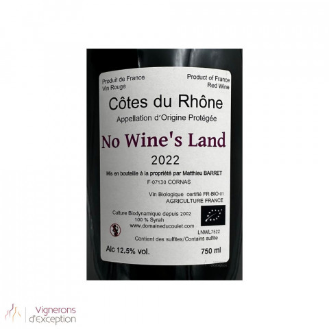 Domaine du Coulet Matthieu Barret Côtes du Rhône "No Wine's Land" rouge 2022 bouteille 2
