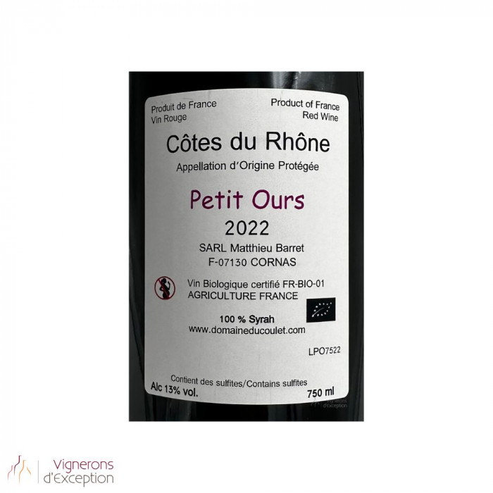 Domaine Matthieu Barret Cotes du Rhone "Petit Ours" red 2022