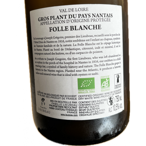 Famille Lieubeau Gros Plant "Folle Blanche" blanc sec 2023 bouteille 2