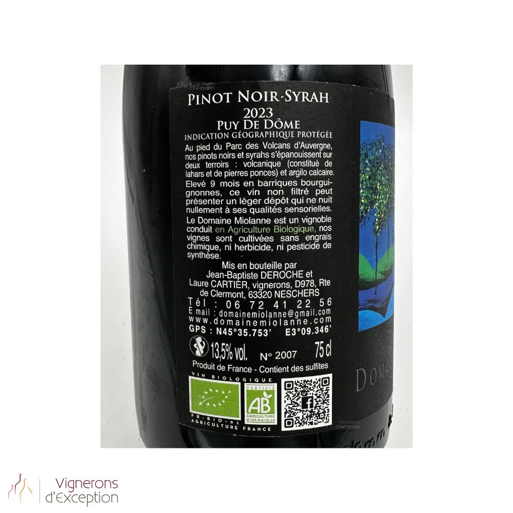 Domaine Miolanne IGP Puy de Dôme "pinot noir-syrah" rouge 2023