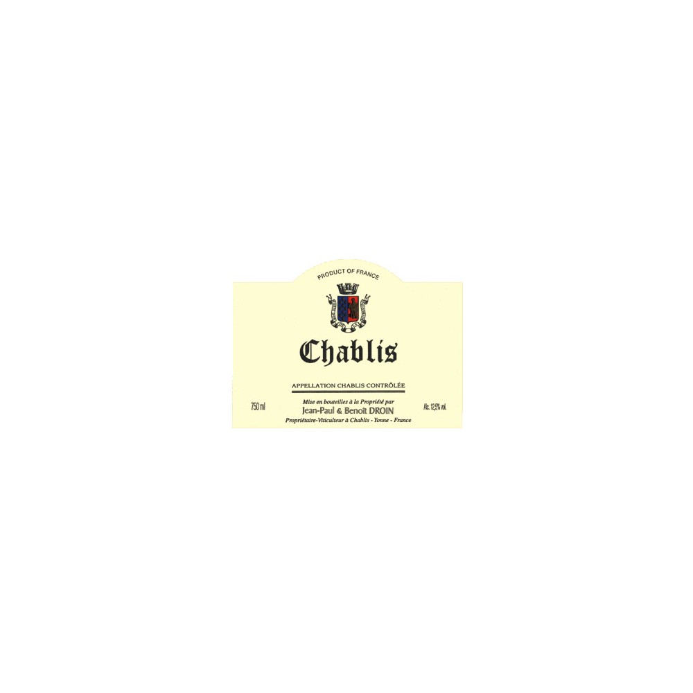Domaine Jean-Paul et Benoit Droin Chablis 2023 etiquette