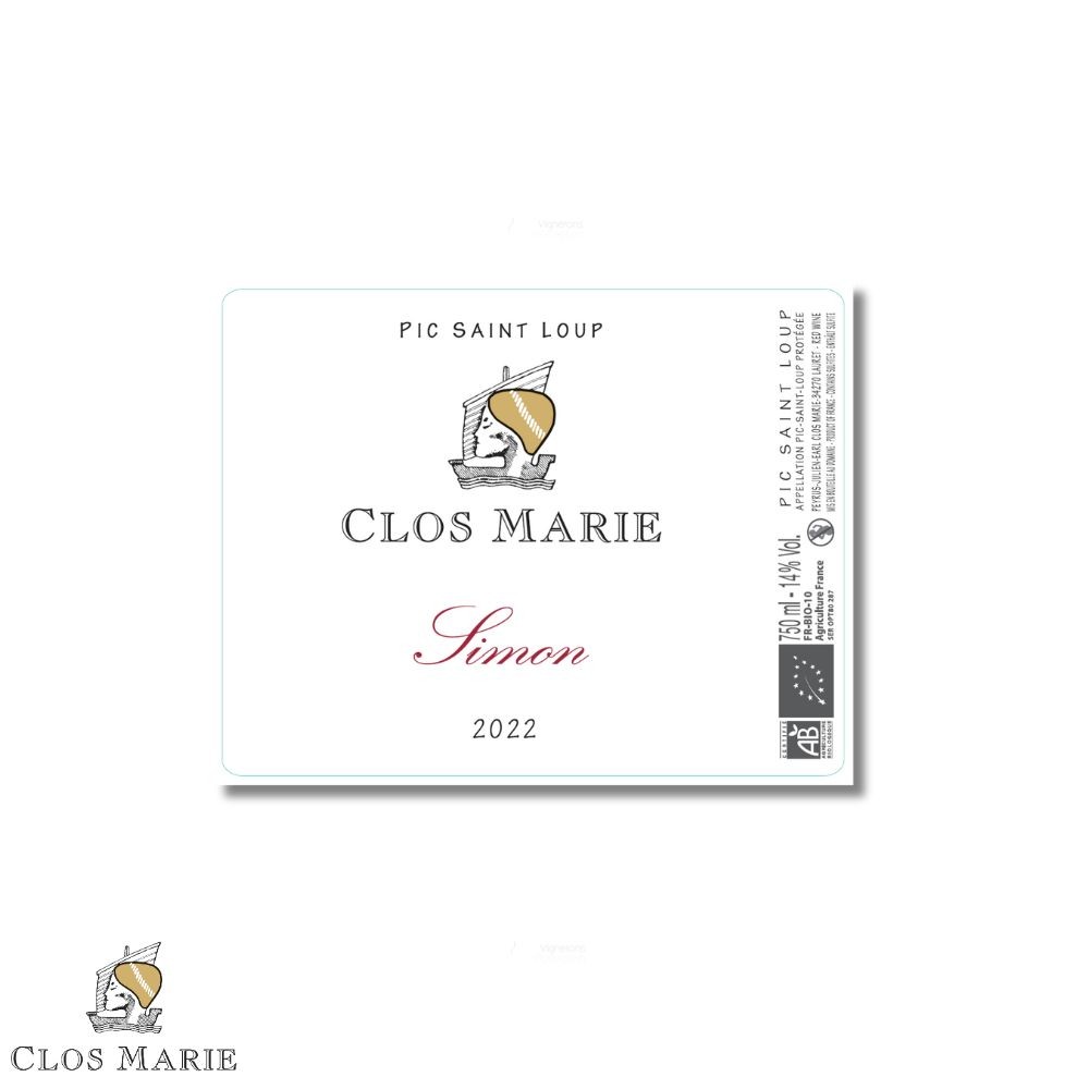Clos Marie - Pic Saint Loup "Simon" rouge 2022 etiquette