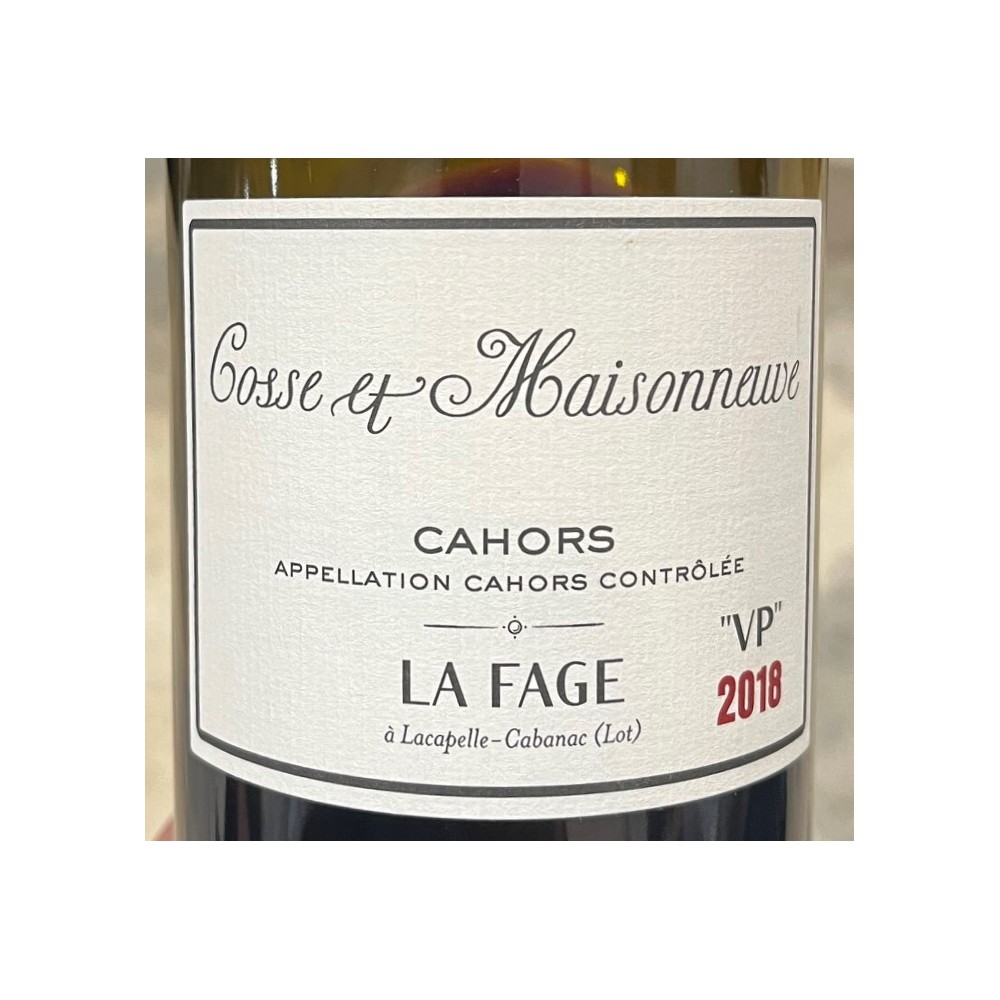 Domaine Cosse-Maisonneuve Cahors "La Fage" VP red 2018