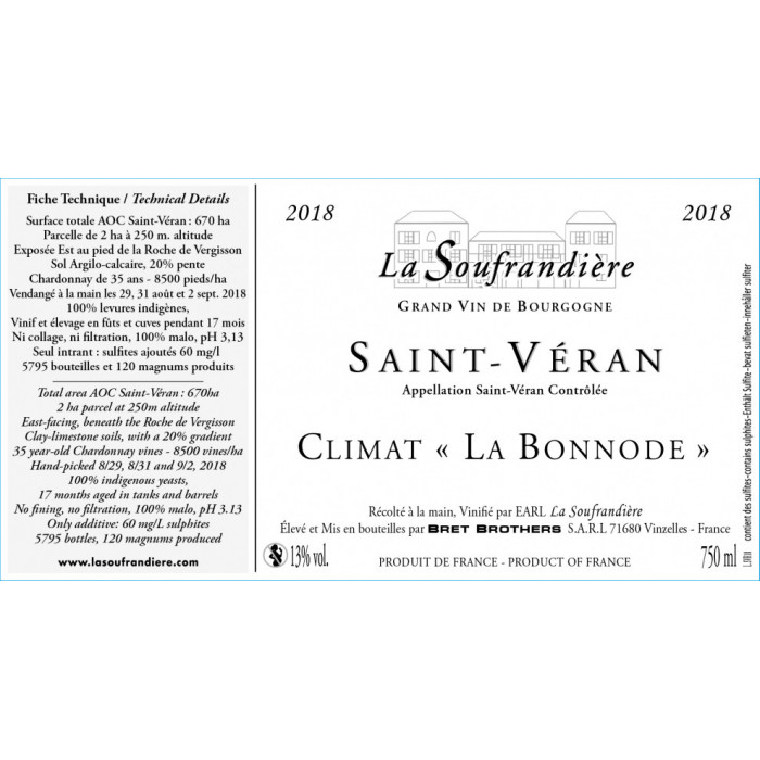 Bret Brothers La Soufrandière Saint-Véran "La Bonnode" Zen dry white 2023