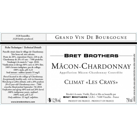 Bret Brothers Mâcon-Chardonnay "Les Crays" dry white 2023 2