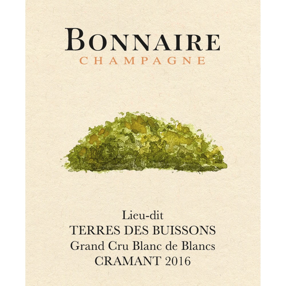 Champagne Bonnaire Grand Cru Blanc de Blancs "Terres des Buissons" Cramant 2016 etiquette