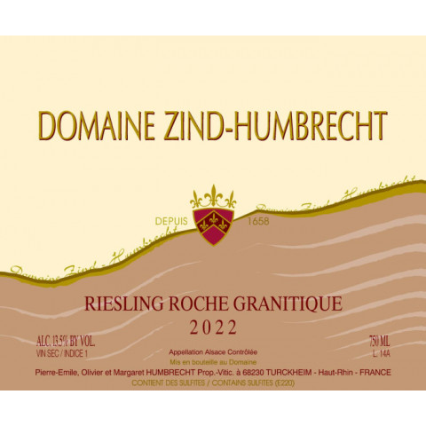 Domaine Zind-Humbrecht Riesling "Roche Granitique" dry white 2022 2