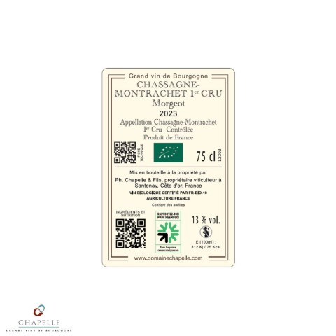 Domaine Chapelle Chassagne-Montrachet 1er Cru "Morgeot" dry white 2023 2
