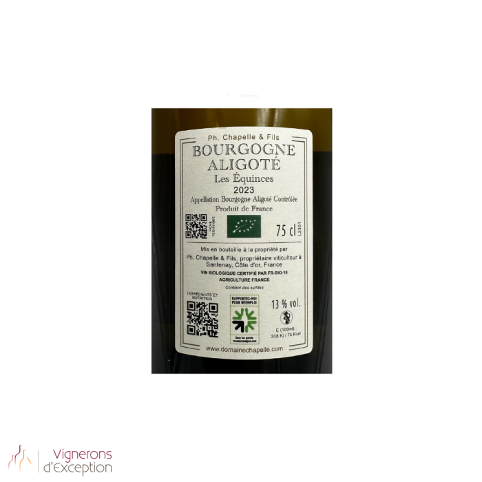 Domaine Chapelle Bourgogne aligoté dry white 2023