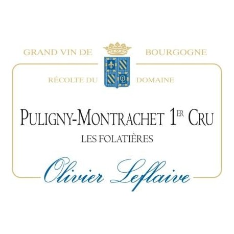 "Récolte du Domaine" Olivier Leflaive Puligny-Montrachet 1er Cru "Les Folatières" blanc sec 2012