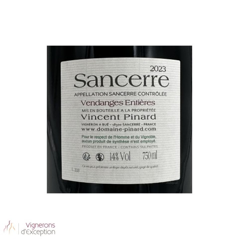 Domaine Vincent Pinard Sancerre "Vendanges Entières" rouge 2022 bouteille 2
