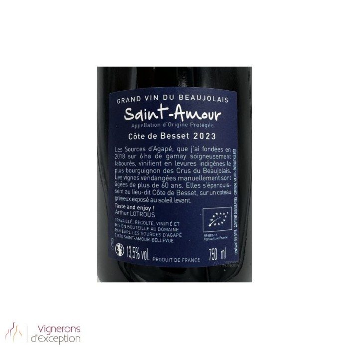 Les Sources d'Agapé Saint-Amour "Côte de Besset" rouge 2023