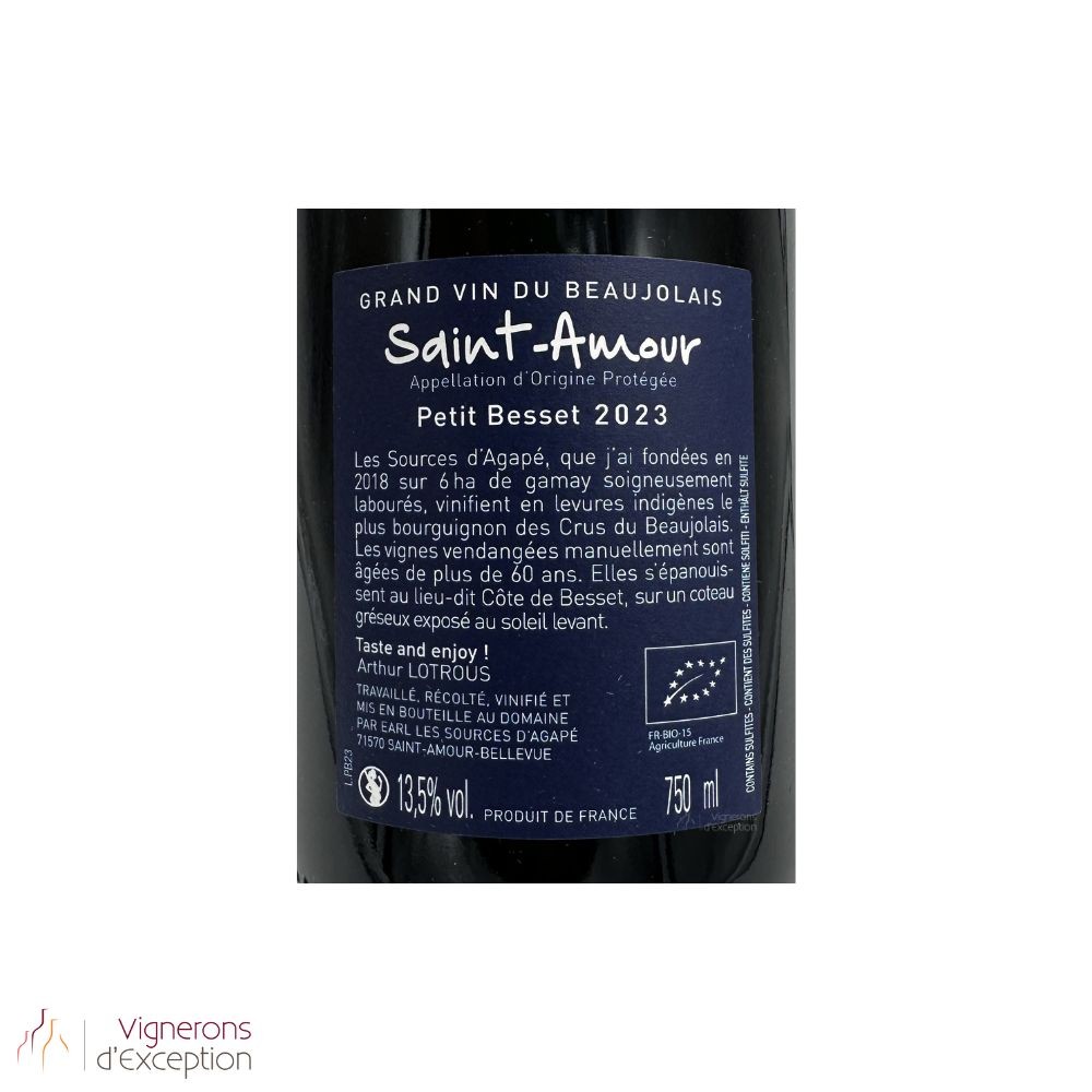 Les Sources d'Agapé Saint-Amour "Petit Besset" rouge 2023