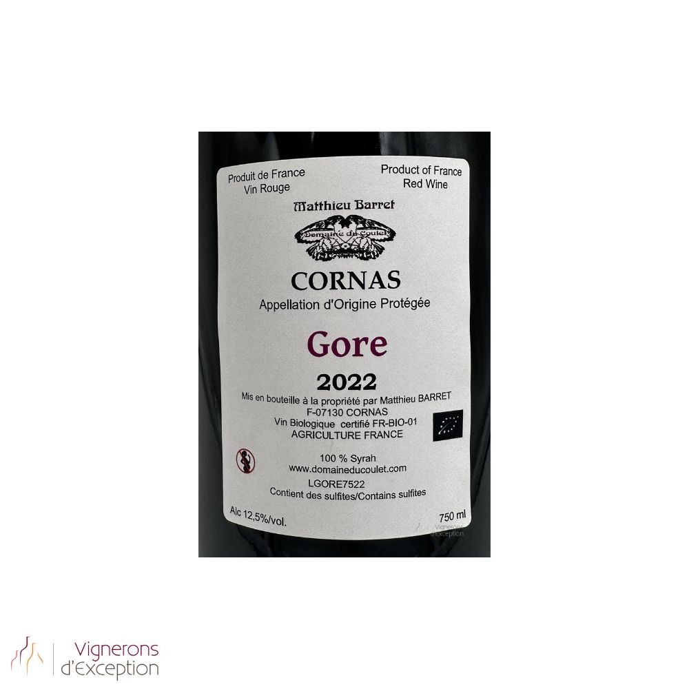 Domaine du Coulet Matthieu Barret Cornas "Gore" 2022 (3 bouteilles)