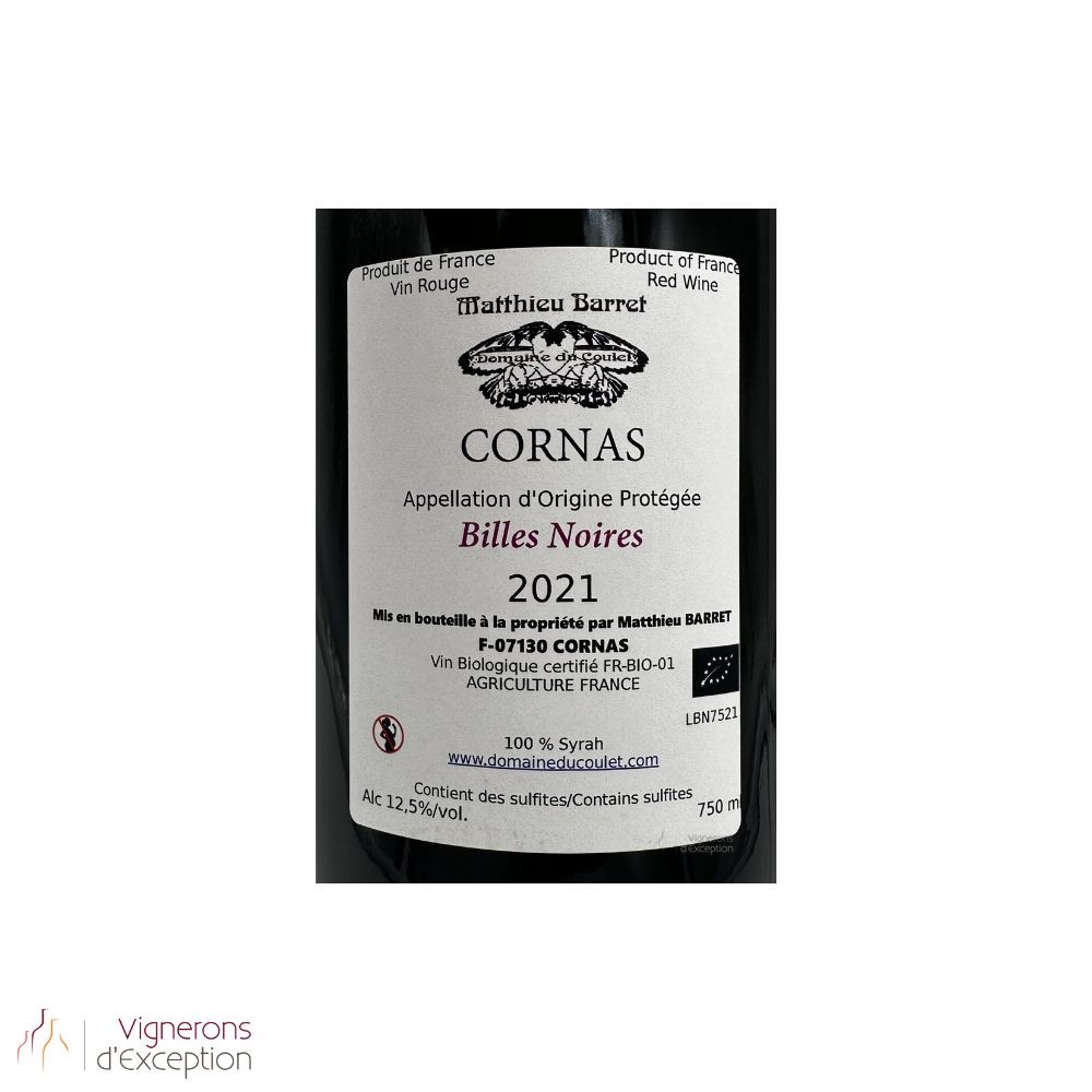 Domaine du Coulet Matthieu Barret Cornas "Billes Noires" red 2021 (3 bottles)