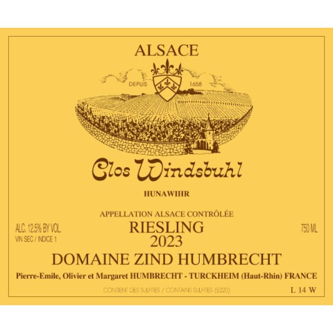 Domaine Zind-Humbrecht Riesling "Clos Windsbuhl" blanc sec 2023 bouteille 2