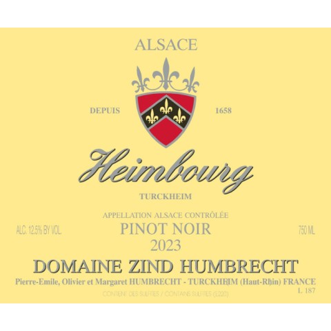 Domaine Zind-Humbrecht Pinot Noir "Heimbourg" rouge 2023 bouteille 2