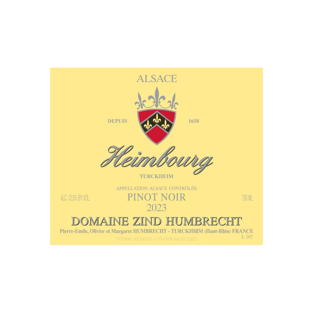 Domaine Zind-Humbrecht Pinot Noir "Heimbourg" rouge 2023 etiquette