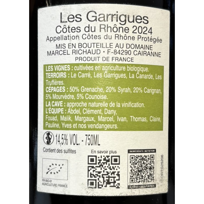 Domaine Richaud Côtes du Rhône "Les Garrigues" red 2024