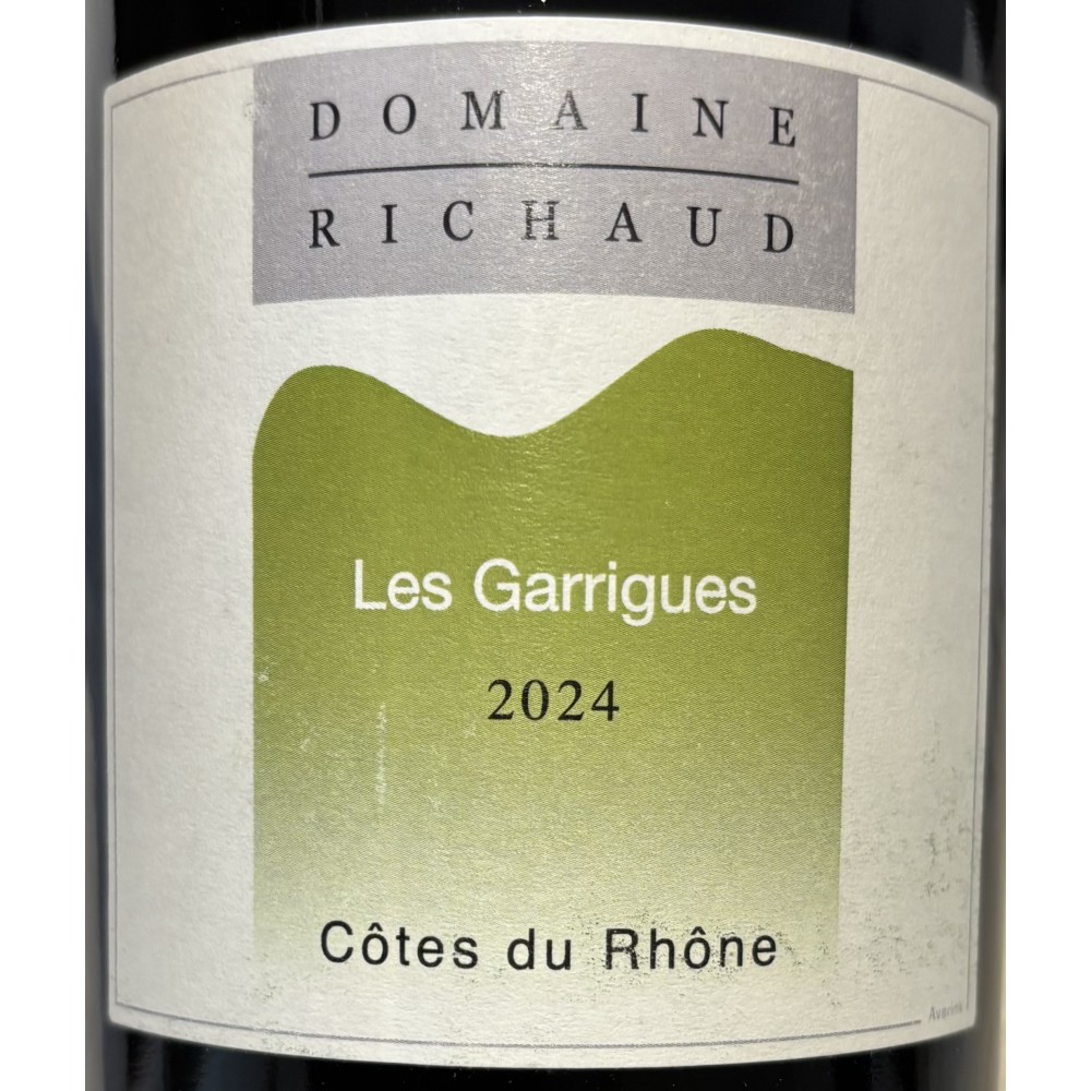 Domaine Richaud Côtes du Rhône "Les Garrigues" rouge 2024 étiquette