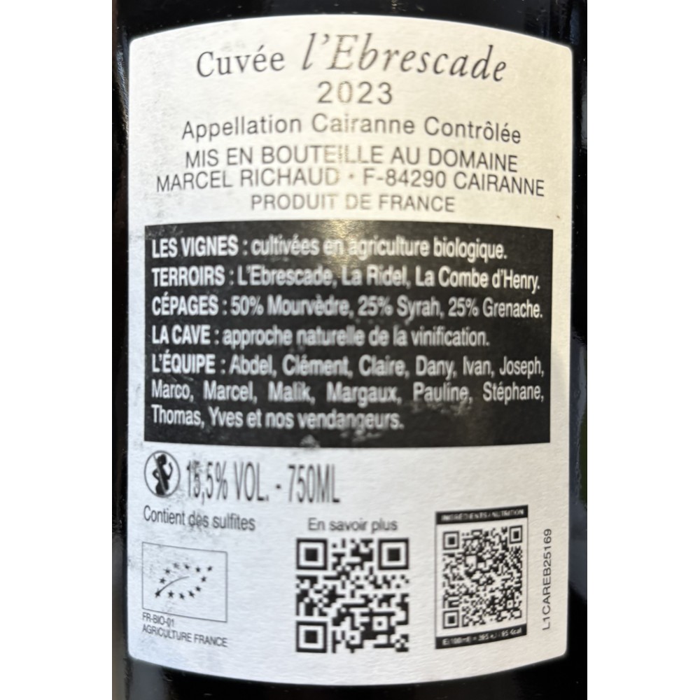 Domaine Richaud Cairanne L'Ebrescade red 2023