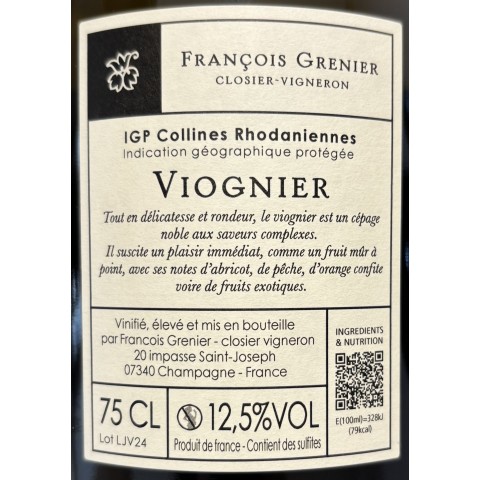 Domaine François Grenier Jardins (Viognier) blanc 2024 2