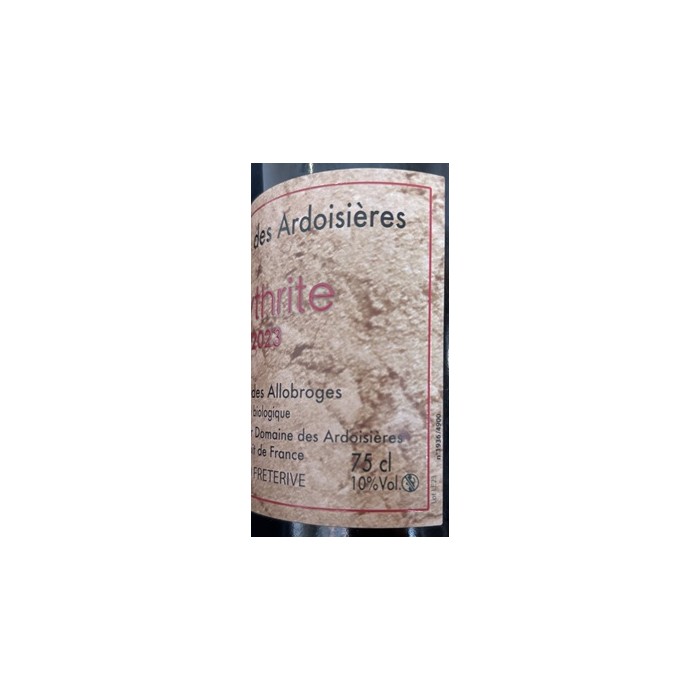 Domaine des Ardoisières "Erythrite" (mondeuse) contre etiquette rouge 2023