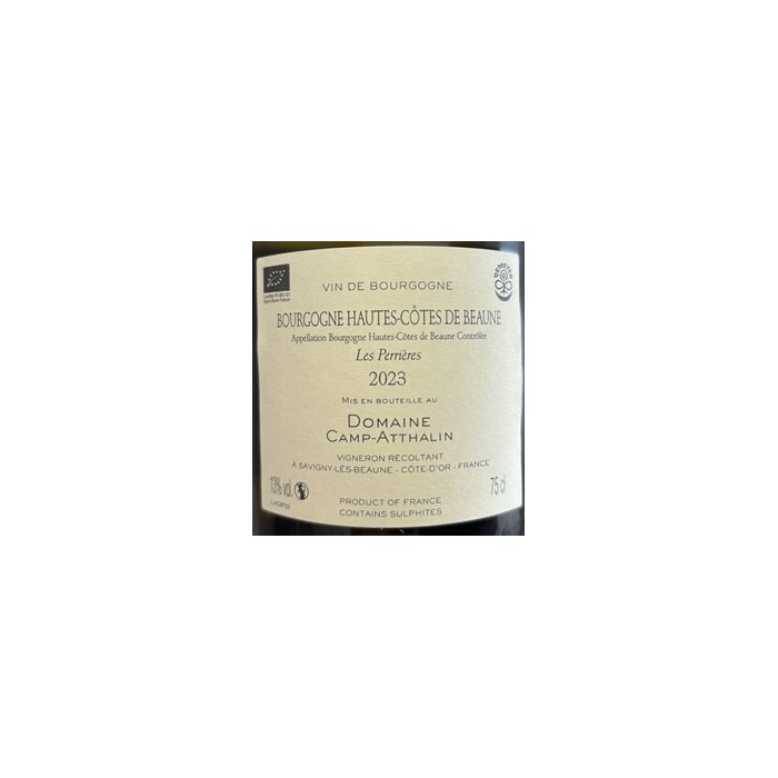 Domaine Camp-Atthalin Hautes Côtes de Beaune "Les Perrières" blanc sec 2023 contre etiquette