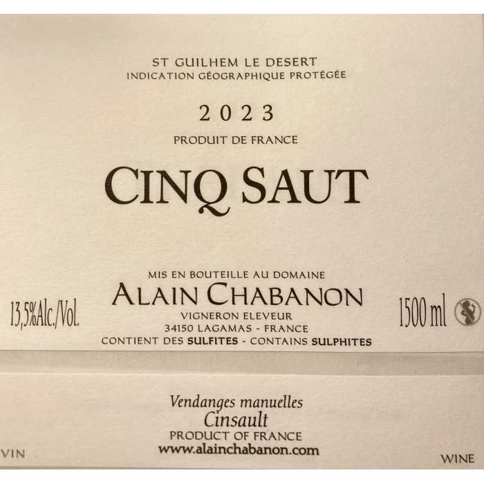 Domaine Alain Chabanon IGP StGduD "Cinq Saut" red 2023