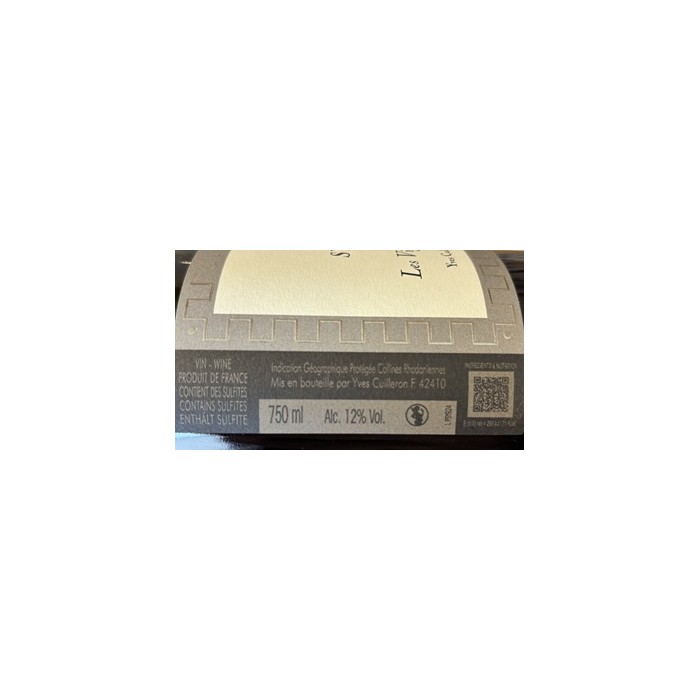 Domaine Yves Cuilleron "Les Vignes d'a Cote" Syrah 2024 contre etiquette