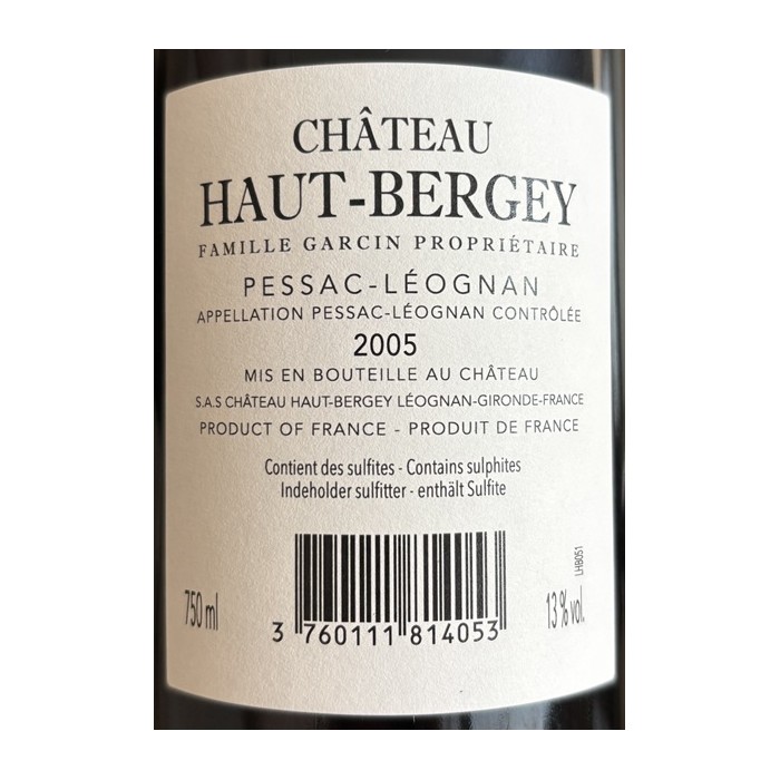 Château Haut-Bergey Pessac-Léognan red 2005 label