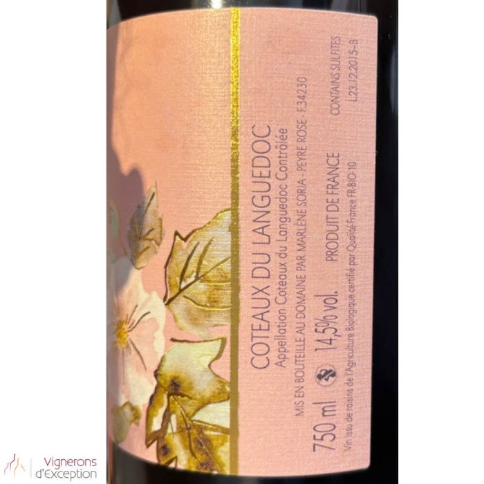 Domaine Peyre Rose Languedoc "Clos des Cistes" rouge 2009 - contre étiquette
