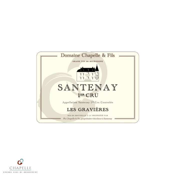 Domaine Chapelle Santenay 1er cru "Les Gravières" rouge 2023 etiquette