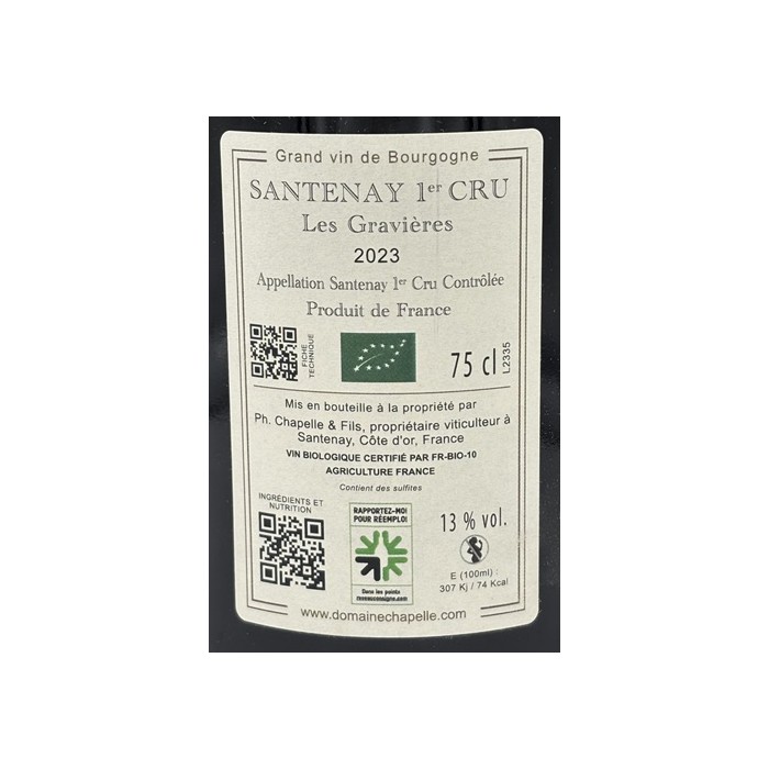 Domaine Chapelle Santenay rouge 1er cru "Les Gravières" red 2023