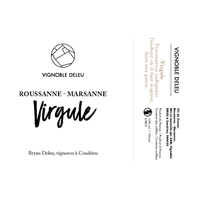 Bryan Deleu VdF "Virgule" (roussanne-marsanne) blanc sec 2024 étiquette