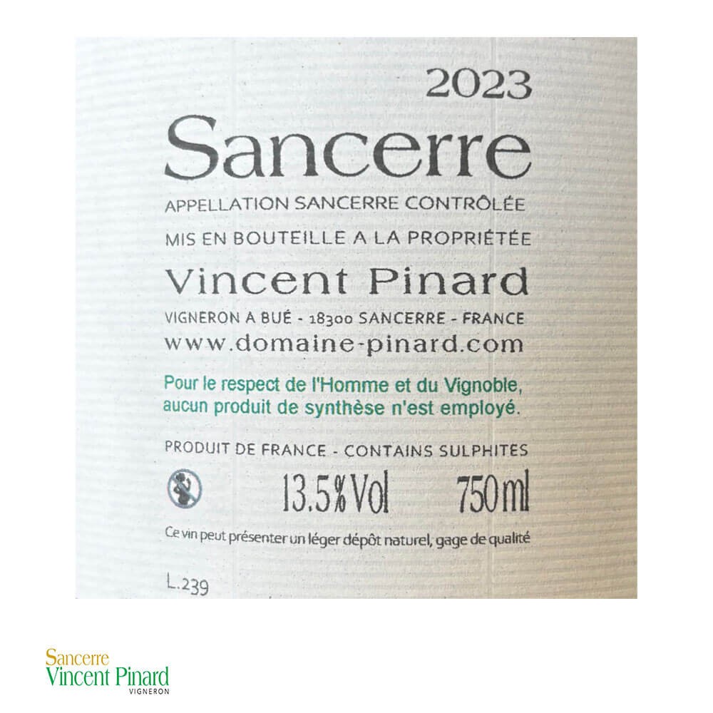 Domaine Vincent Pinard Sancerre "Chêne Marchand" blanc sec 2023 contre étiquette
