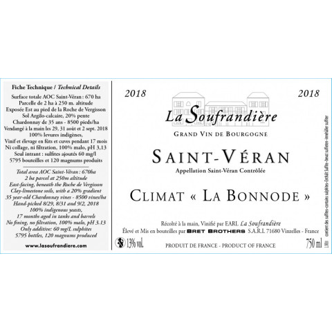 Bret Brothers La Soufrandière Saint-Véran "La Bonnode" Zen blanc sec 2023 bouteille 2