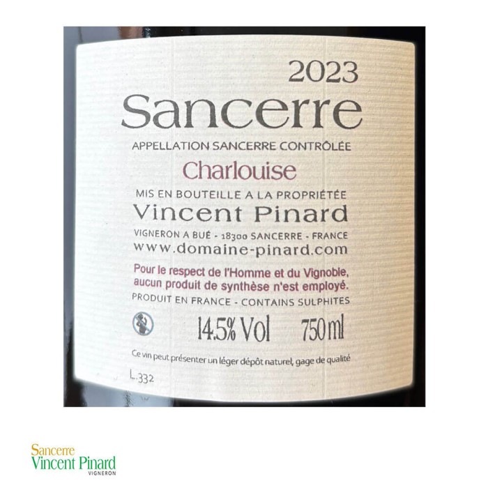 Domaine Vincent Pinard Sancerre "Charlouise" red 2023 label