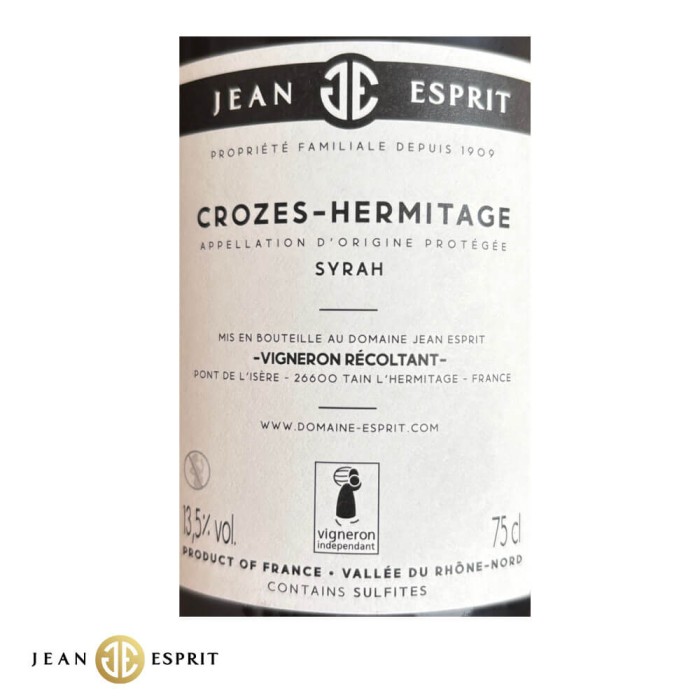 Domaine Jean Esprit Crozes Hermitage "Perles Noires" rouge 2022 contre-étiquette