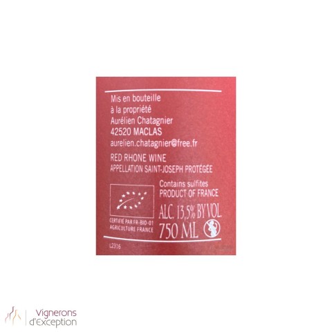 Domaine Aurélien Chatagnier Saint-Joseph "Zélée" rouge 2023 bouteille 2