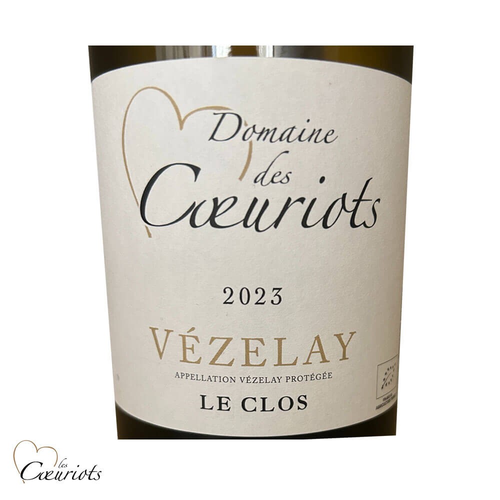 Domaine des Coeuriots Vézelay "Le Clos" blanc sec 2023 étiquette