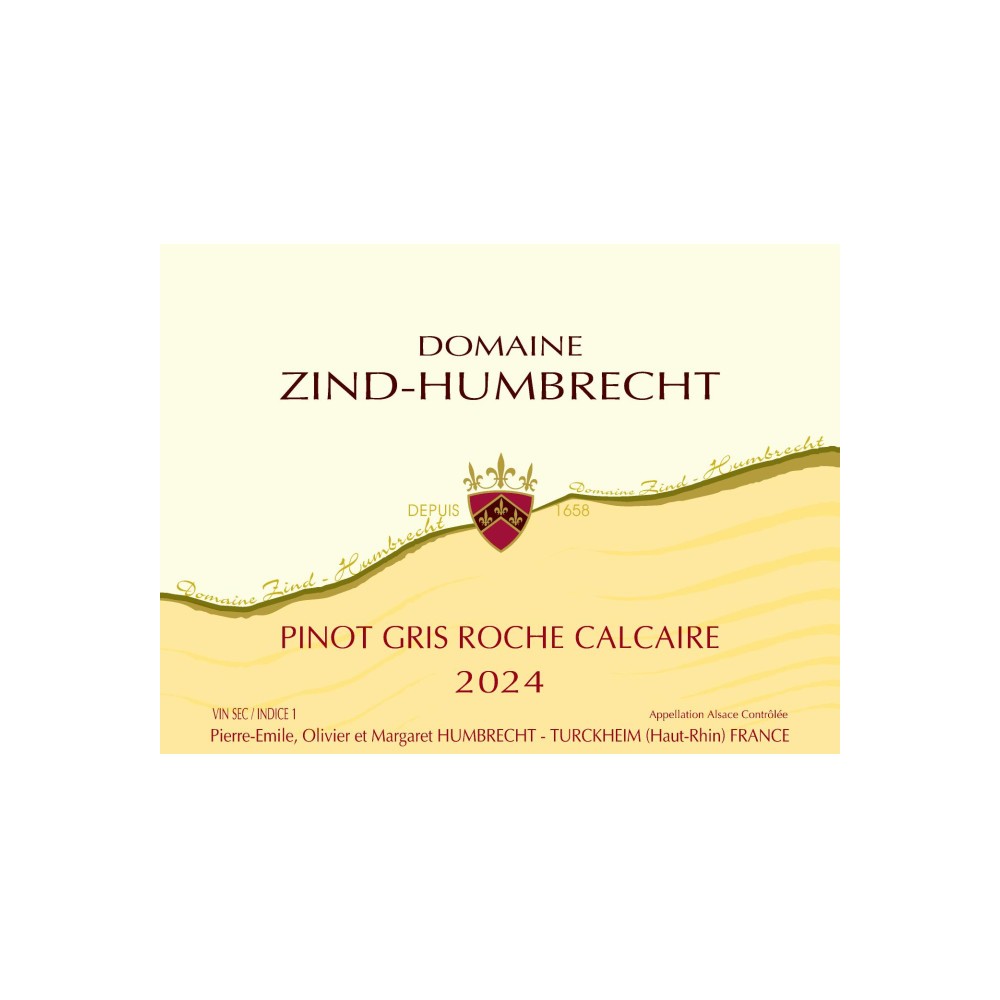 Domaine Zind-Humbrecht Pinot Gris "Roche Calcaire" blanc sec 2024 etiquette