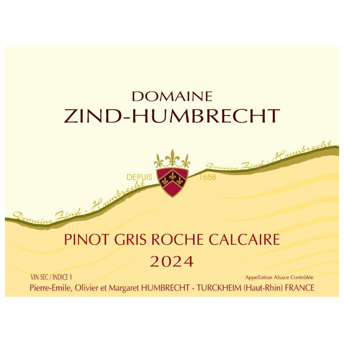 Domaine Zind-Humbrecht Pinot Gris "Roche Calcaire" blanc sec 2024 etiquette