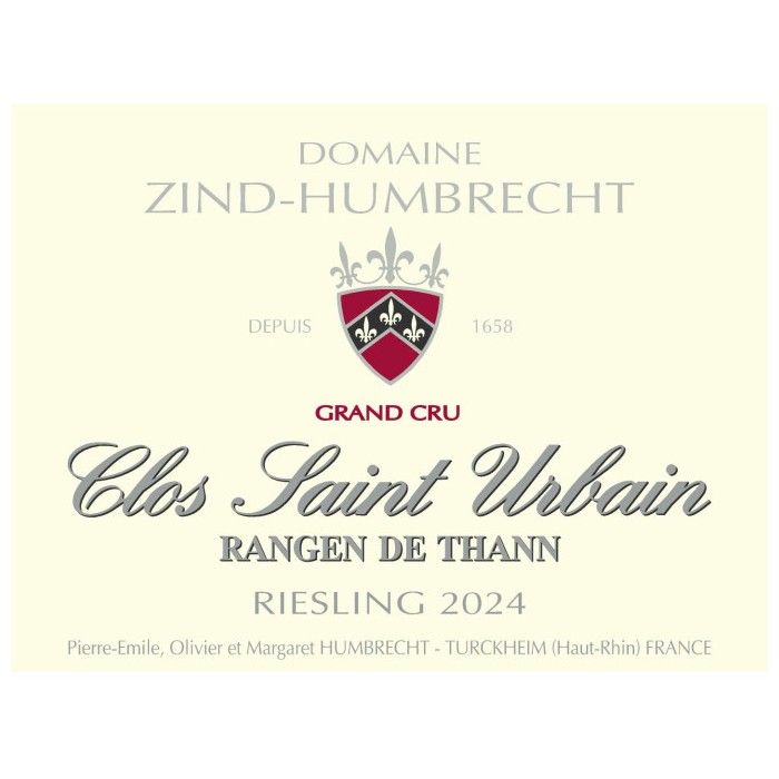 Domaine Zind-Humbrecht Riesling "Clos Saint Urbain Rangen de Thann" dry white 2024