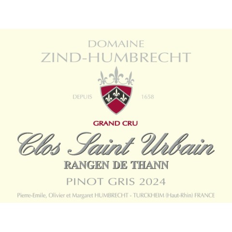 Domaine Zind-Humbrecht Pinot Gris Grand Cru "Clos Saint Urbain Rangen de Thann" blanc sec 2024 bouteille 2