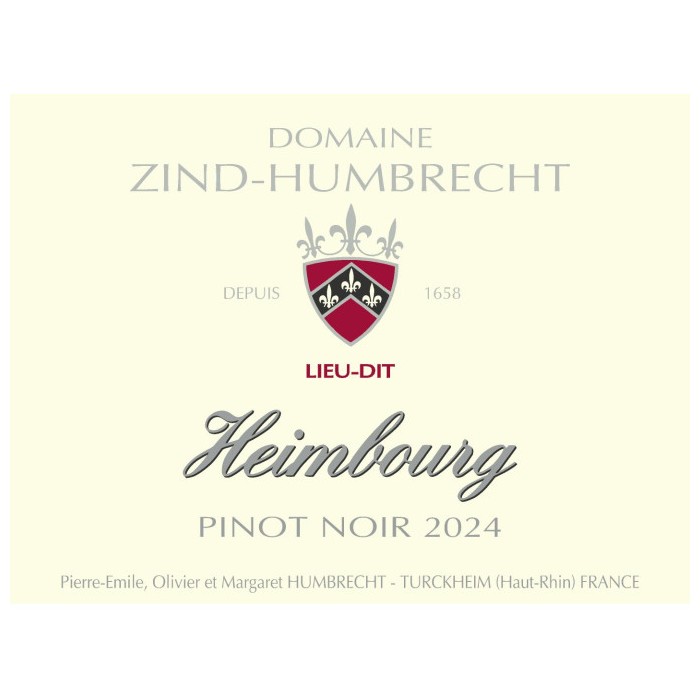 Domaine Zind-Humbrecht Pinot Noir "Heimbourg" rouge 2024 etiquette