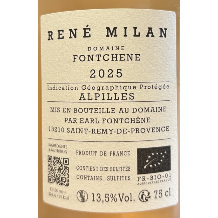 Domaine Fontchêne "Léon" rosé 2025 contre etiquette