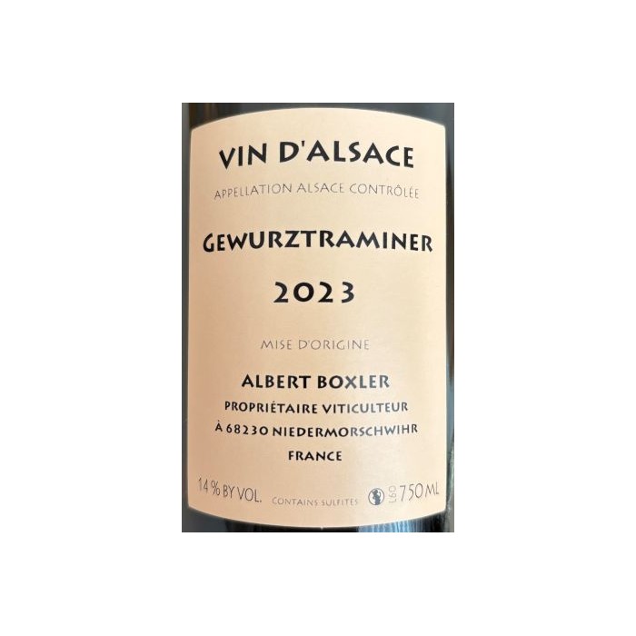Domaine Albert Boxler Gewurztraminer blanc demi-sec 2023 contre etiquette