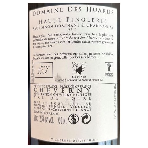 Domaine des Huards Cour-Cheverny "La Haute Pinglerie" dry white 2020 2