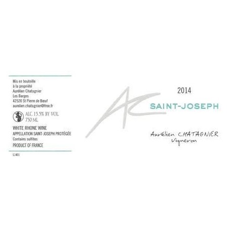 Domaine Aurélien Chatagnier Saint-Joseph  blanc sec 2014 etiquette